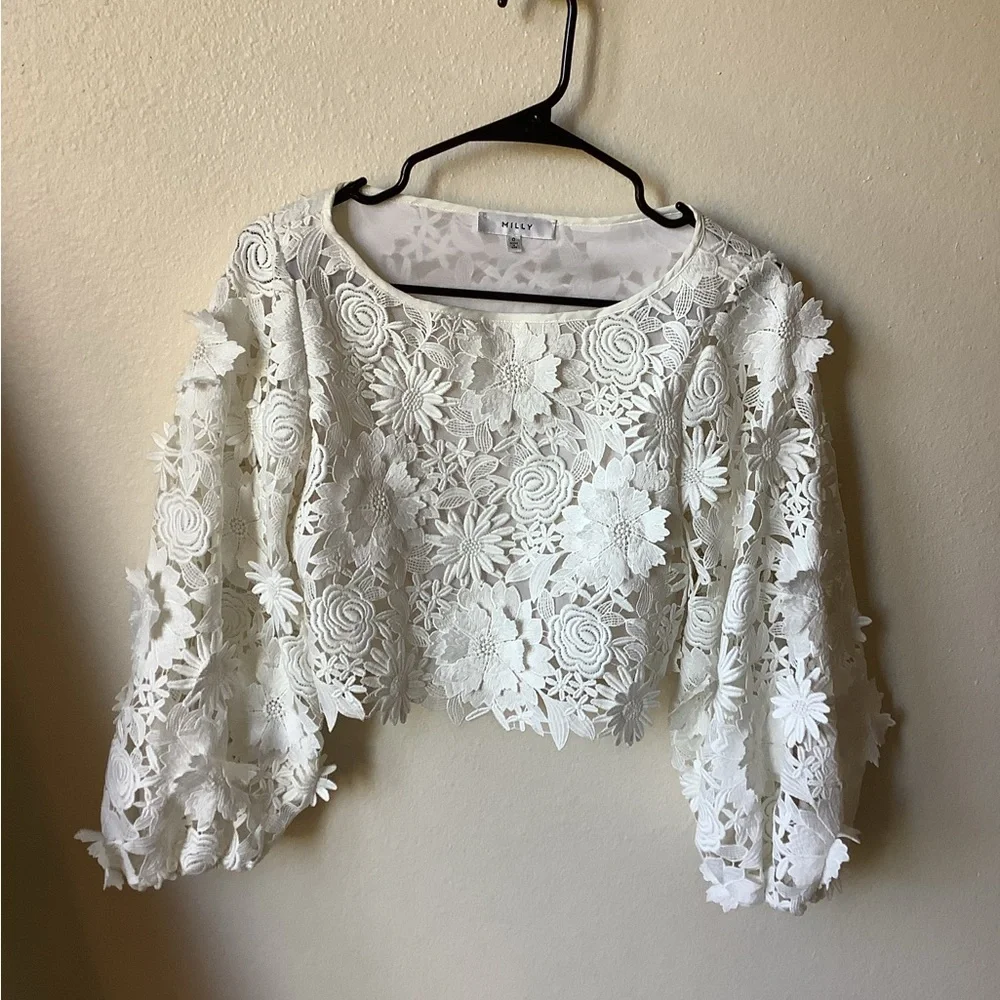 Milly Camilla Floral Crop Blouse - Picture 2 of 9